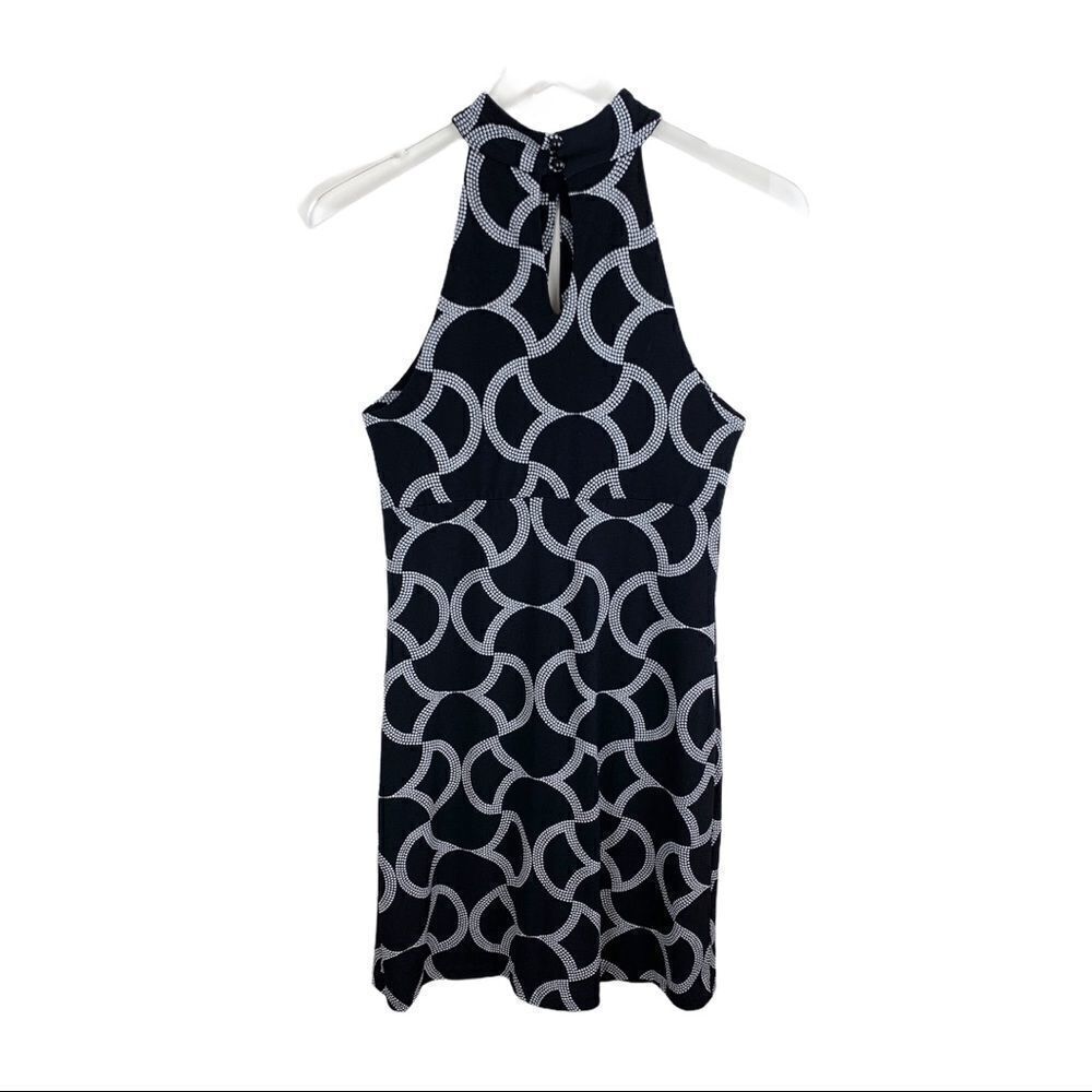 International Concepts B/W Mod Geometric Print‎ Halter Dress Size S